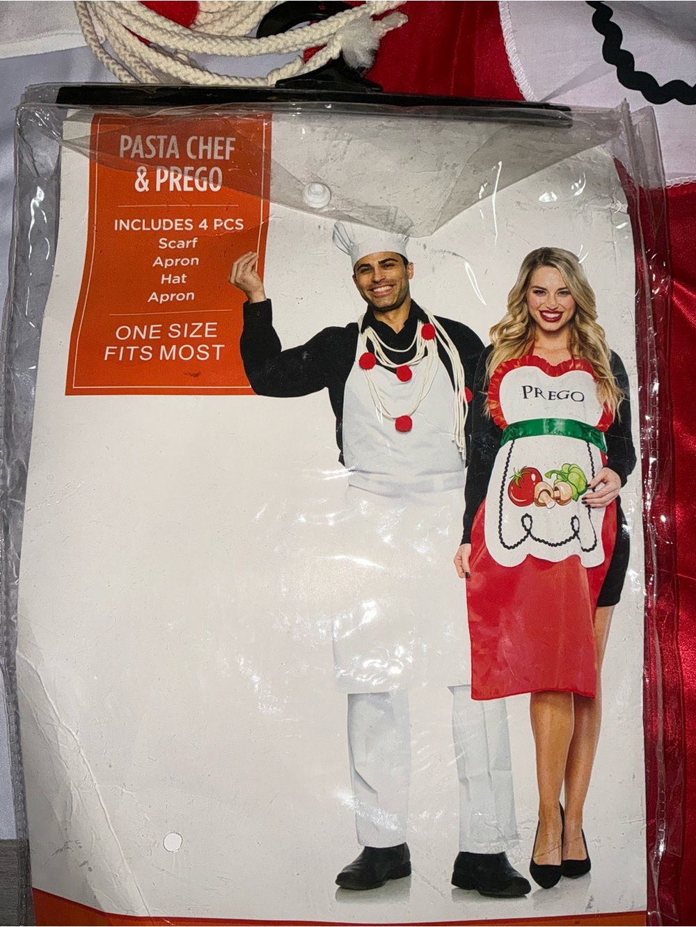 Pasta Chef & Prego Couples Costume – 4 Pc Halloween Set One Size Fits Most